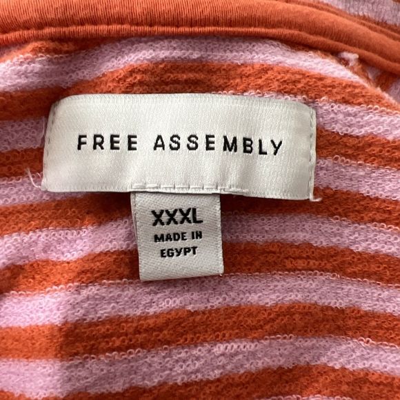Free Assembly Sweater Women XXXL Pink Striped Short Sleeve Collared Casual - Picture 5 of 13